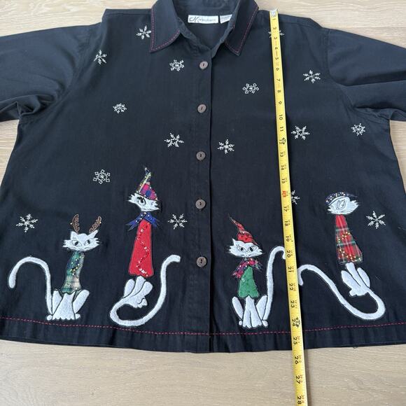 Vintage Grandma Ugly Christmas Shirt Cats In Sweaters Hats 2XL Funny Holiday Top - Picture 6 of 7